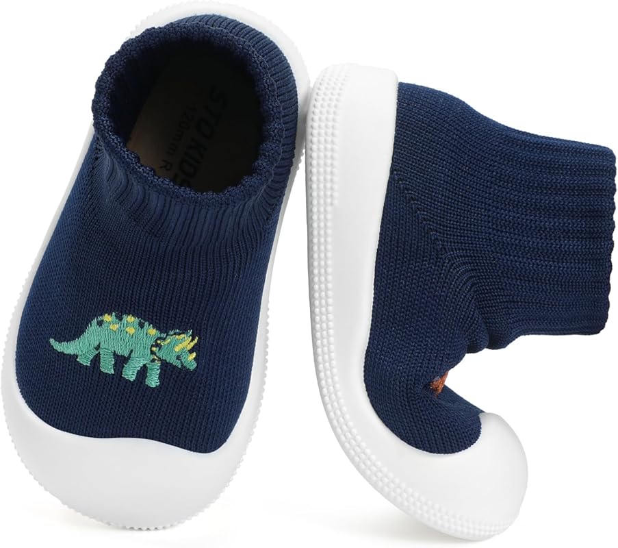 STQ Baby Socks Shoes, Wide Toe Box Non-Slip Toddler Sneakers for Boys