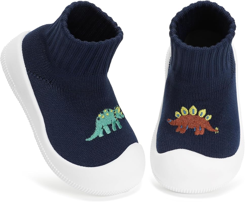 Wide Toe Box Baby Sock Shoes, Lightweight Soft Sole Non-Slip First Wal