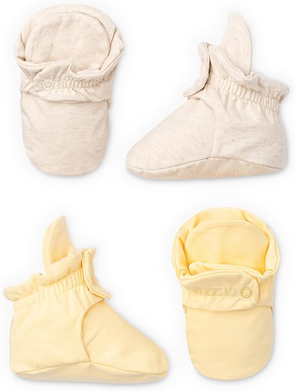 monica + andy 2-Pack Organic Cotton Baby Booties, Soft and Breathable 
