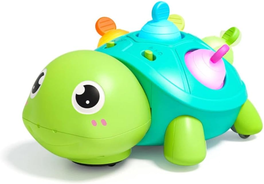 3-in-1 Musical Crawling Turtle Baby Toy with Smart Obstacle Avoidance,